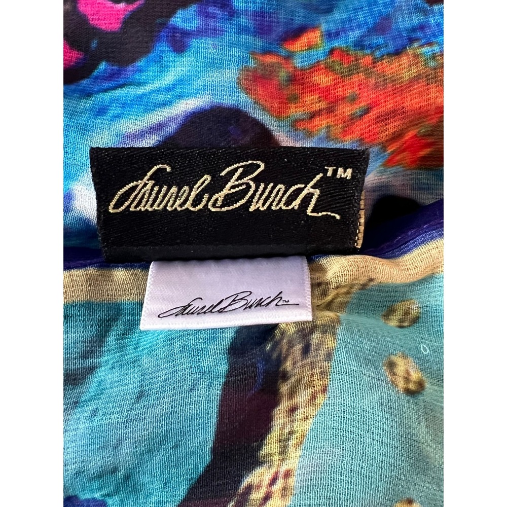 Laurel Burch Infinity Scarf Rayon Fanciful Birds Butterflies Folk Art